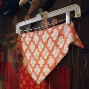 Elegant Orange and White Beaded Hair Scarf